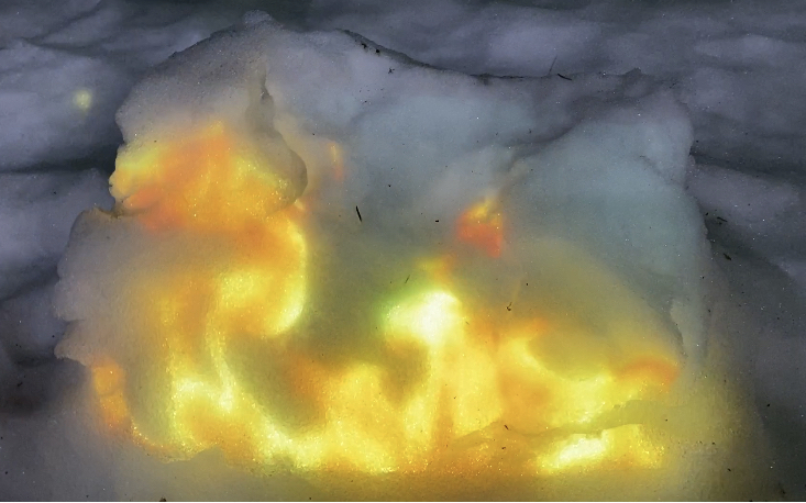 Snow on Fire, snow, projection, dimensions variable, 2021