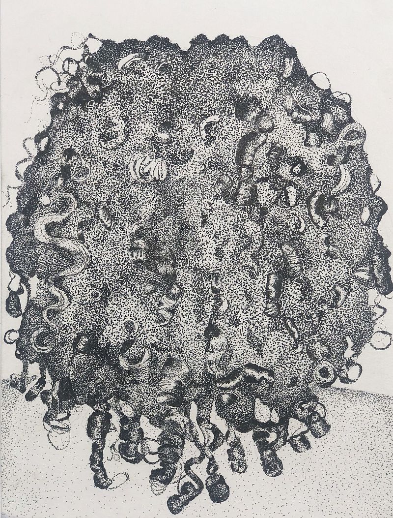 Micron pen on Watercolor Paper, 9x12, 2020