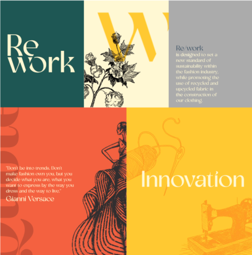 The logo for ReWork, 2021 graduate Dev Sreerama's sustainable and gender-neutral fashion company based in Brooklyn, NY.