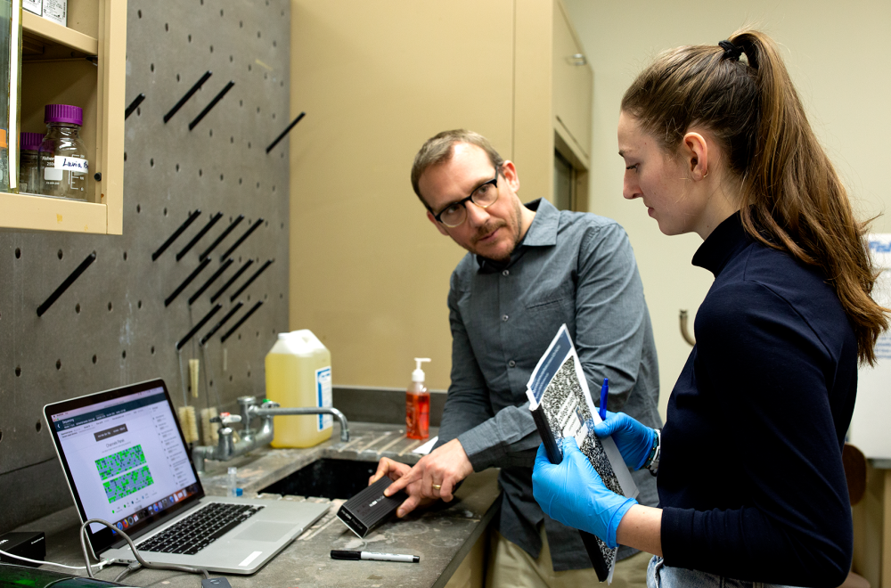 Professor Stephen Harris with student April McIlwaine '19