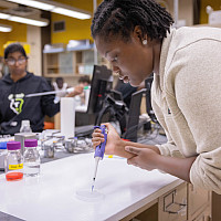 Students at work in the General Biology 1 Lab.