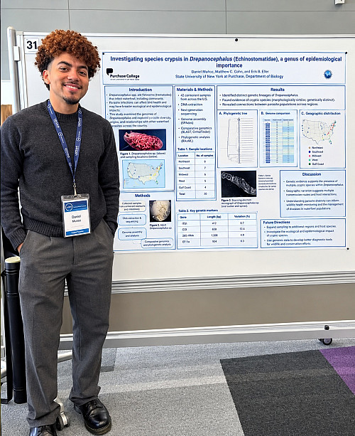 Daniel Muñoz presents research at the James Utter Natural and Social Sciences Research Symposium at Purchase