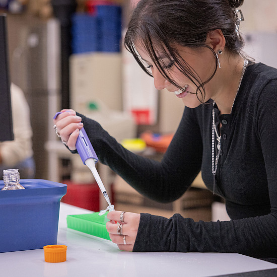Students at work in the General Biology 1 Lab.