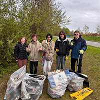Daniel with other NYPIRG interns at the Earth Day Campus Clean-up