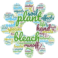 Word cloud for this group's study of hand sanitizer and bleach effect on plants