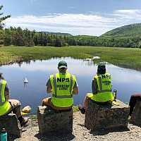 Students overlooking Gilmore marsh