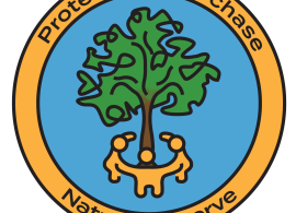 Protect the Purchase Nature Preserve logo. Graphic of three people holding hands around a tree.