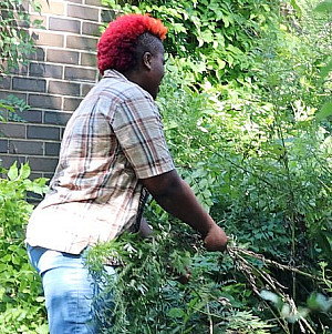 Me working on the Reproductive Justice Garden