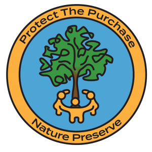 Protect the Purchase Nature Preserve logo. Graphic of three people holding hands around a tree.