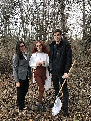 isabella, Georgie and Daniel collecting insects