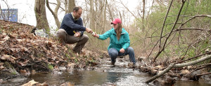 Environmental Studies, Professor Ryan Taylor works with Lexie Stodden on her Senior Project