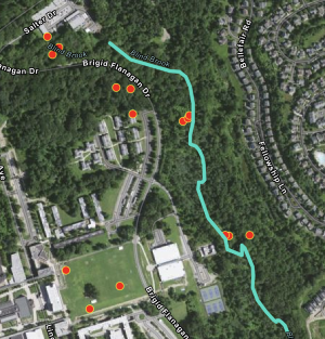 Map of study locations around Purchase College