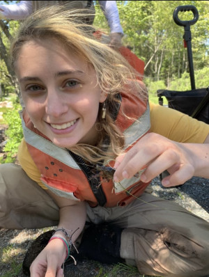 Samantha DeTurris '24 works in the field in Maine's Acadia National Park.