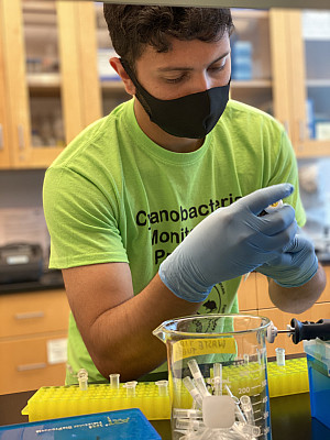 Andre Selino doing lab work