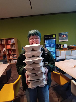 Nick recovering cheese platters from a Neuberger event