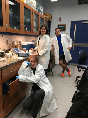 Alex Youre-Moses, Samantha Robinson, and Brian Doherty brought water samples into the lab