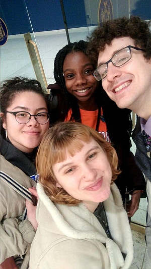 Paola, the interns, and their supervisor at Higher Ed Action Day in Albany.