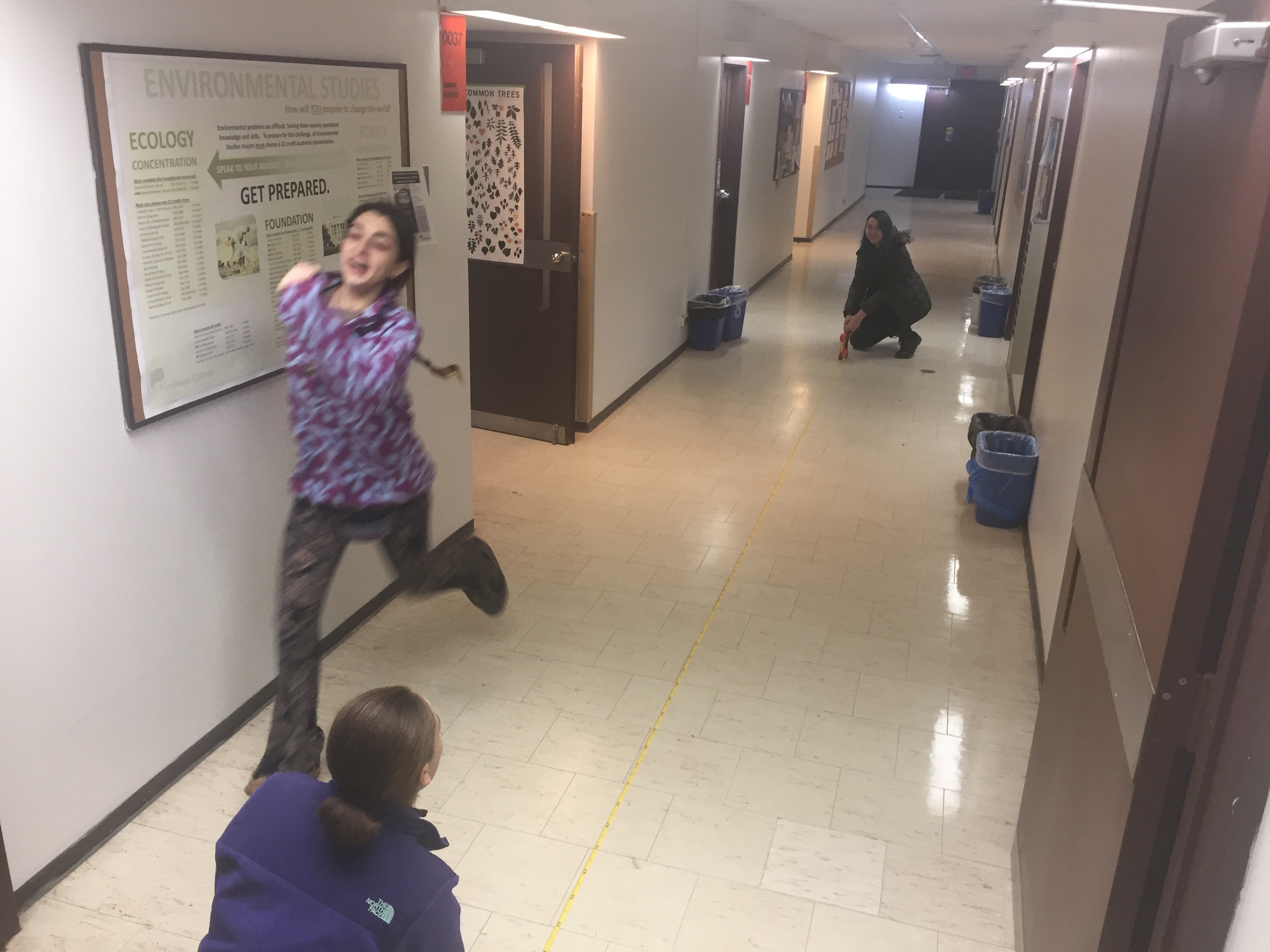 Sam, Angelica and Melanie recreating their squirrel experiment