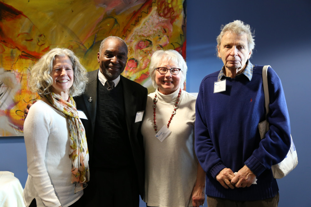 Associate Professor Emerita of Political Science Karen Baird; Adotei Akwei '84; Associate Professor of Political Science Connie Lobur; an...