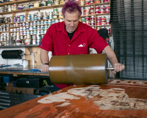 Rob Swainston working at Prints of Darkness