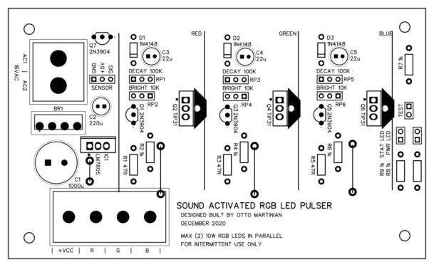 Top side with silkscreen of the PCB design