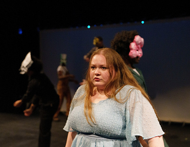 Young Woman in Machinal by Sophie TreadwellPhoto by Matt Otto