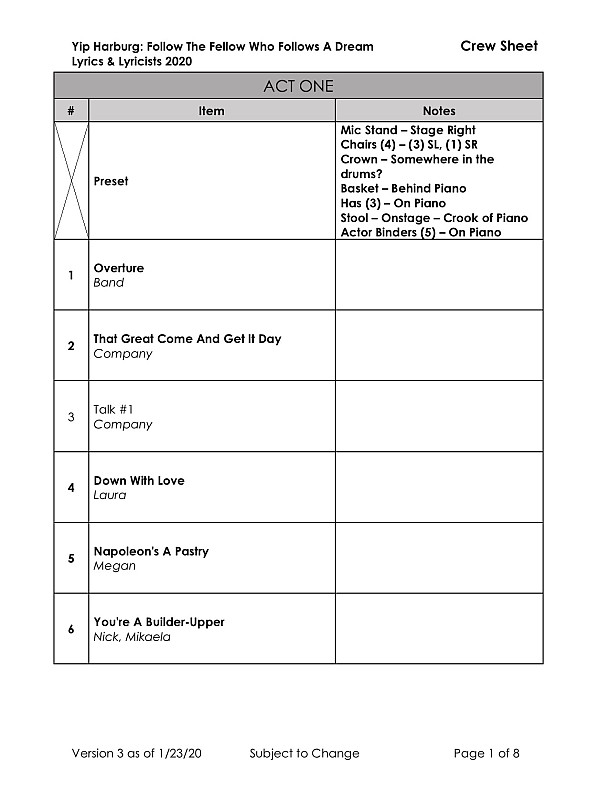 Lyrics & Lyricists - Crew Sheet - Pg 1