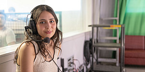 Sophia Castro Astor '25 in the Broadcast Journalism studio.