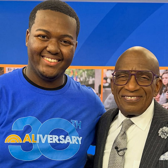 Josiah Acheampong stands with Al Roker