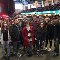 Students from the new media class Tactical Practical at a WWE event.