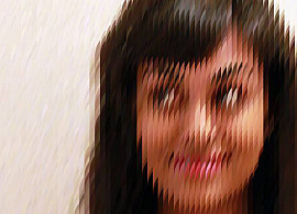 A digitally manipulated image of a headshot of the artist Roopa Vasudevan
