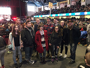 Students from the new media class Tactical Practical at a WWE event.