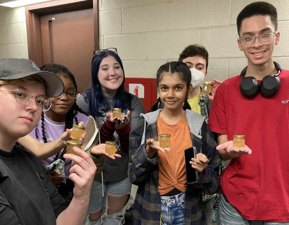 Students enjoy the efforts of their hard work. Each receives their own jar of Purchase College Ho...