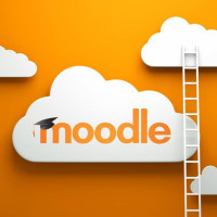 Moodle logo with ladder and clouds