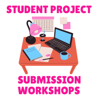 A cluttered desk covered in notebooks, pens and pencils, and a laptop.