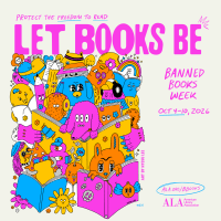 Neon pink, blue, yellow, and orange monsters reading books.
