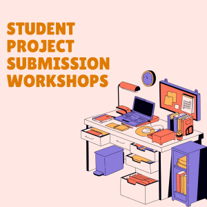 A cluttered desk covered in notebooks, pens and pencils, and a laptop.