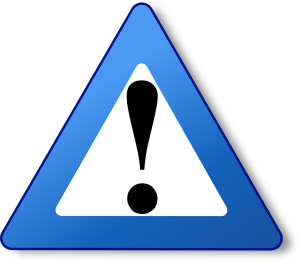 Blue caution triangle 