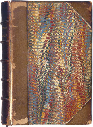 Front marbled cover of Viviparous Quadrupeds of North America by John James Audubon, 1851. These scans and photographs are a small select...