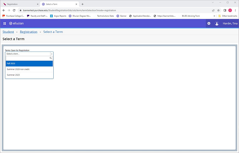 Select a term with Fall 2023 chosen