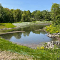 View of new enlarged detention pond.
