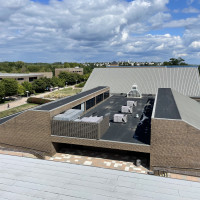    View of existing Library roof looking East. 