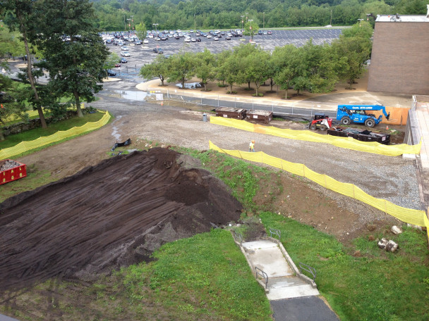 View of future Entry Pavilion Plaza under construction.