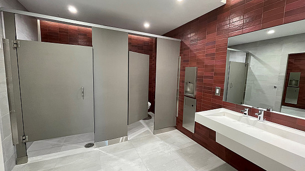 View inside new Women's restroom in Campus Center South.