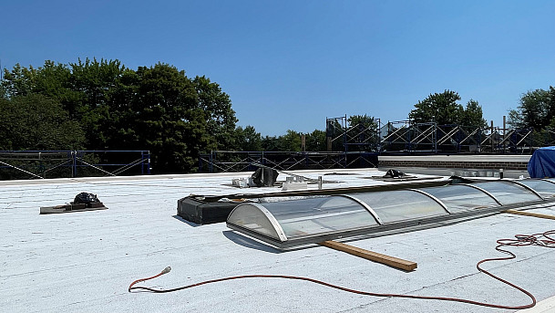 G-Street roof under construction.