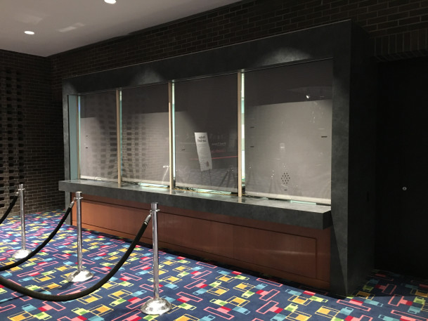 View of new box office ticket window from PAC main lobby.