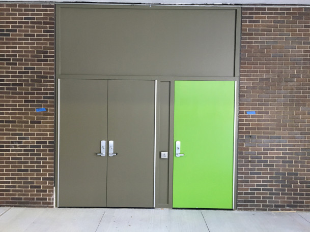 View of the new doors to Theater C in the PAC.