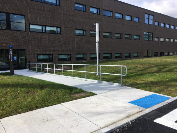 View of new ramp to Humanities from Central 3 parking lot.