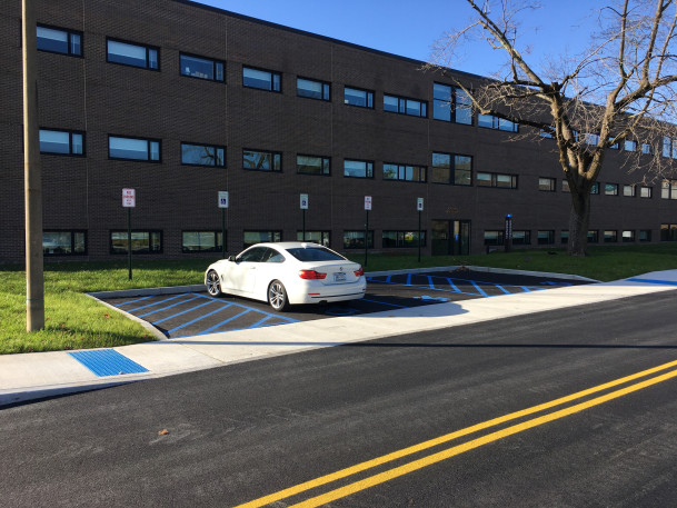 View of renovated parking at Humanities building.