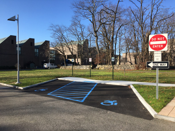 View of new parking spaces behind the Neuberger Museum